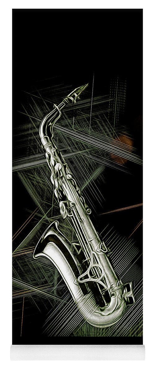 Saxophone Yoga Mat featuring the digital art All That Jazz by Susan Hope Finley