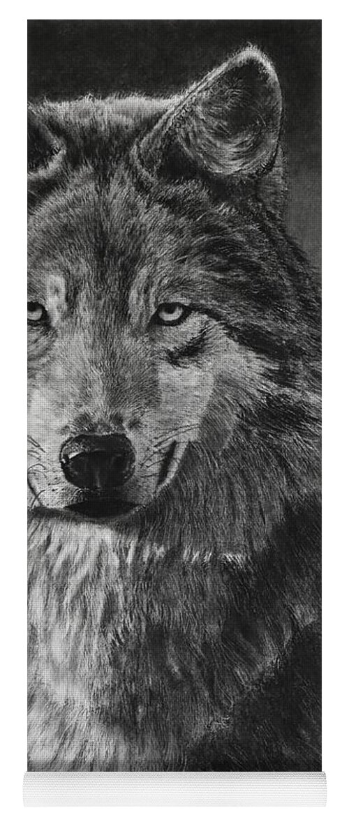 Wolf Yoga Mat featuring the drawing Alpha by Greg Fox