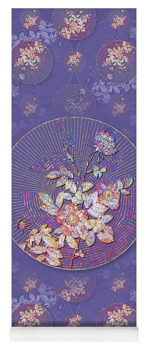 Mosaic Yoga Mat featuring the mixed media Alpine Rose Geometric Mosaic Pattern in Veri Peri n.0043 by Holy Rock Design