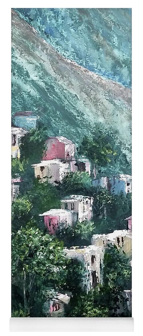 Amalfi Coast Yoga Mat featuring the painting Amalfi Coast Dwellings by Zan Savage