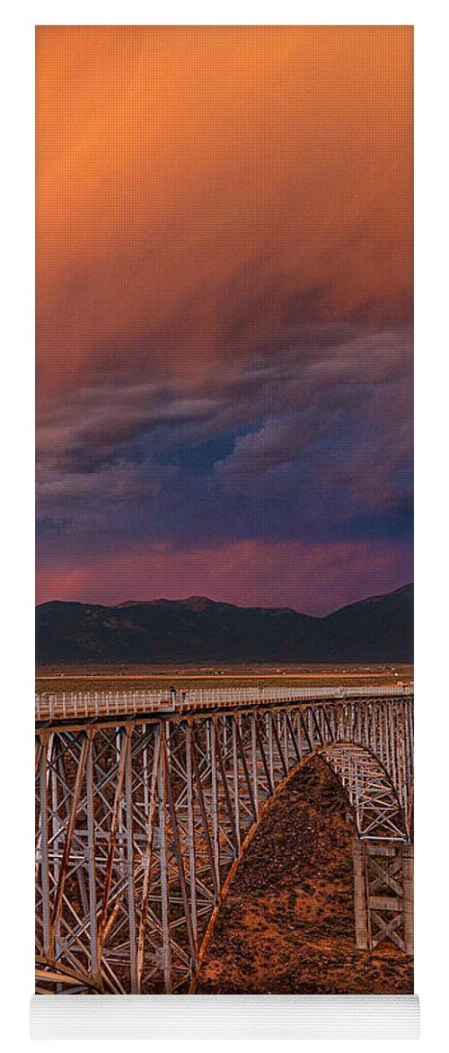 Taos Yoga Mat featuring the photograph Amazing Sunset over the Gorge Bridge 3 by Elijah Rael