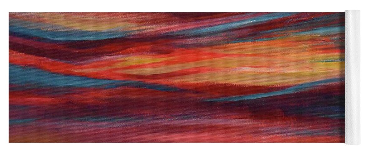 Nature Yoga Mat featuring the painting Amazing Sunset Waltz Over The Ocean 02 detail by Leonida Arte