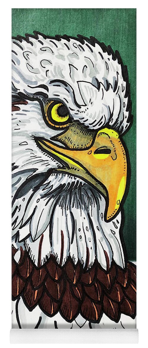 American Bald Eagle Yoga Mat featuring the drawing American Bald Eagle by Creative Spirit