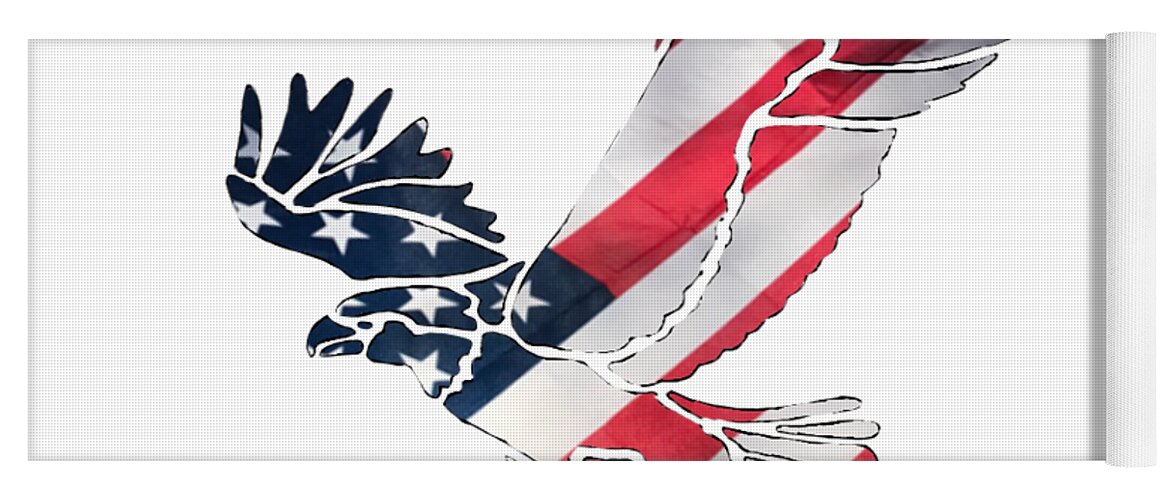 Eagle Yoga Mat featuring the mixed media American Eagle Silhouette by Eileen Backman