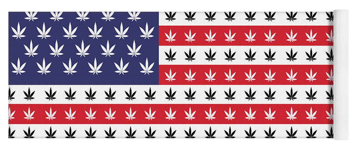 America Yoga Mat featuring the painting American Flag Weed Cannabis Marijuana 420 Stoner Gift Color by Tony Rubino