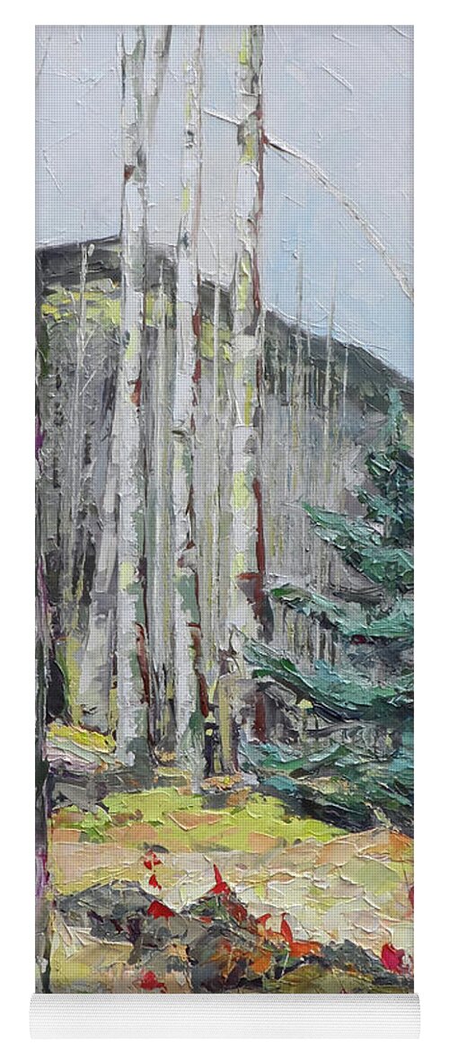 Aspen Yoga Mat featuring the painting Among the Aspen, 2018 by PJ Kirk