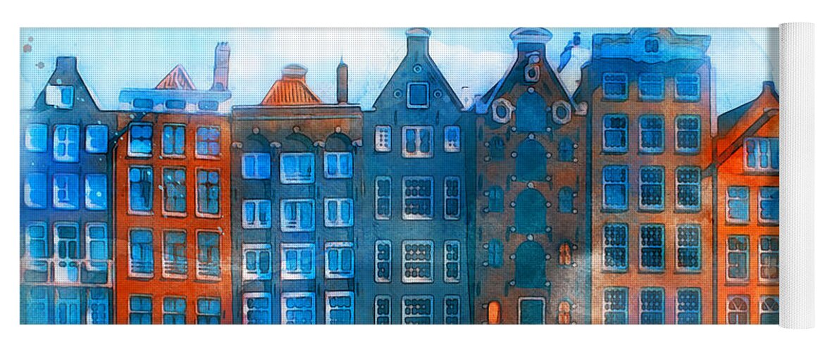 Amsterdam Colors Yoga Mat featuring the painting Amsterdam - 20 by AM FineArtPrints