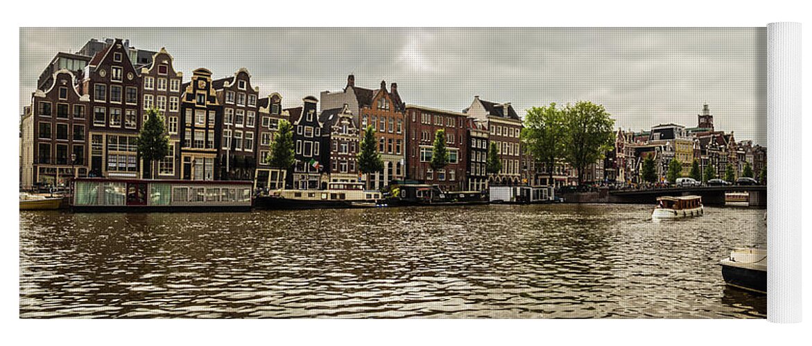 Amstel Yoga Mat featuring the photograph Amsterdam cityscape with Amstel river by Fabiano Di Paolo