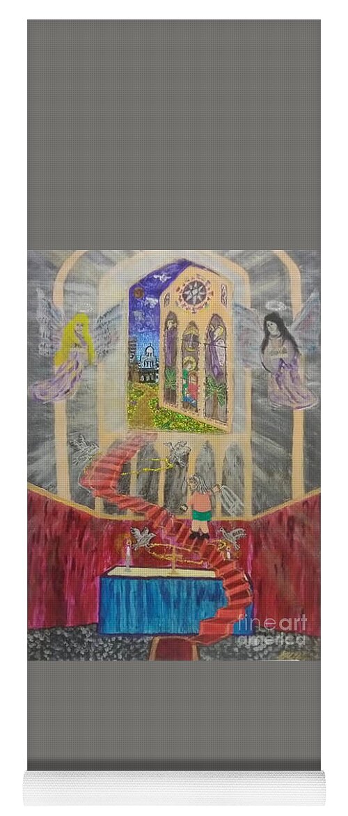 God Yoga Mat featuring the mixed media An Adventure Begins by David Westwood