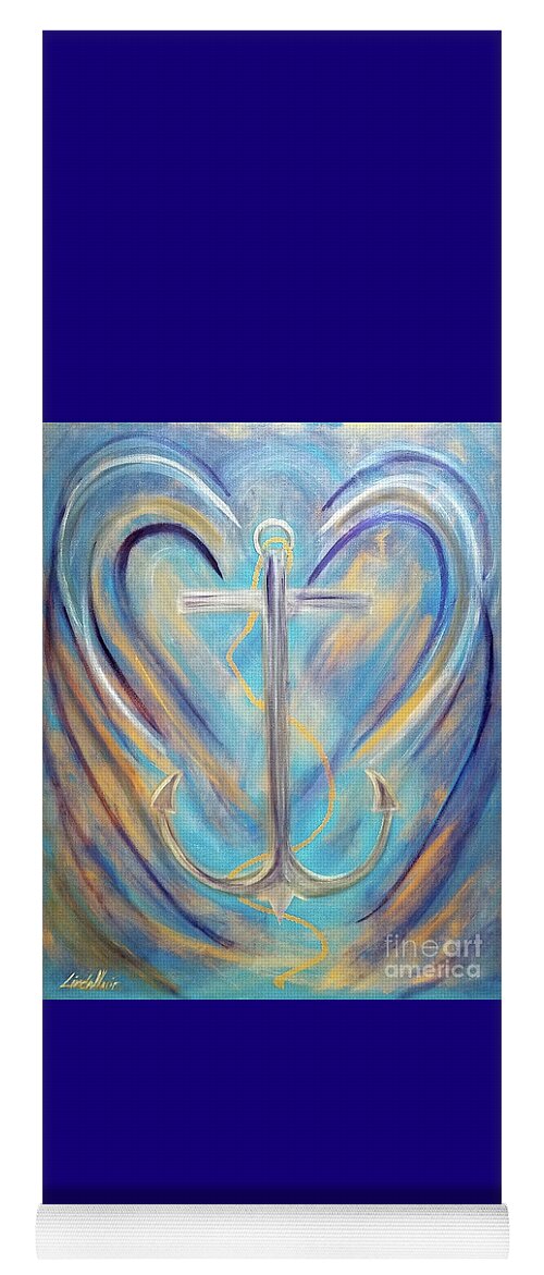 Anchor Yoga Mat featuring the painting Anchor of Sky and Sea by Artist Linda Marie