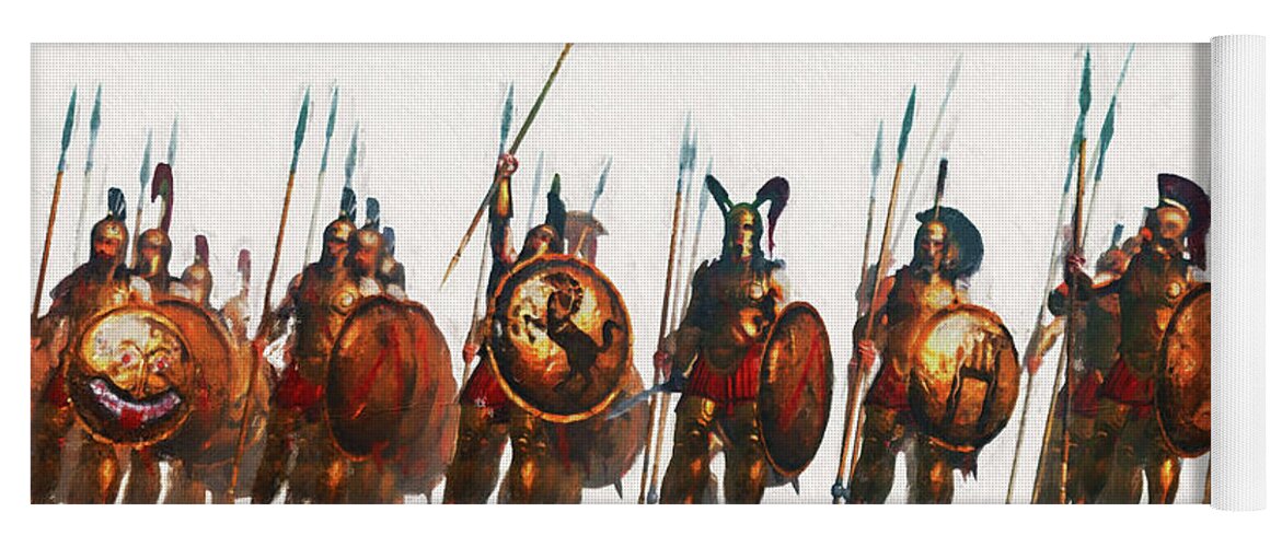 Spartan Yoga Mat featuring the painting Ancient Warriors, Spartiates - 15 by AM FineArtPrints