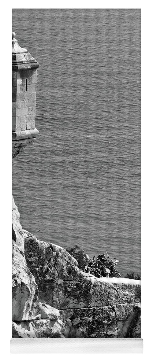 Black And White Yoga Mat featuring the photograph Ancient Watchtower by Naomi Maya