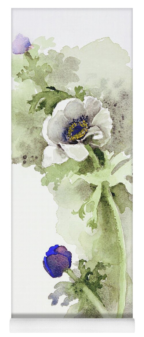 Botanicals Yoga Mat featuring the painting Anemone #4 by Kathryn Donatelli