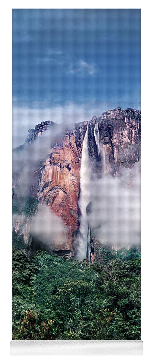 Dave Welling Yoga Mat featuring the photograph Angel Falls In Mist Canaima National Park Venezuela by Dave Welling