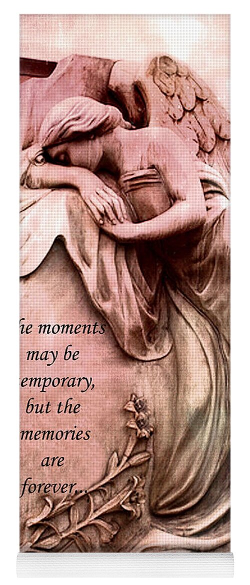 Angel Yoga Mat featuring the photograph Angel In Grief Sadness Mourning With Memories Quote by Kathy Fornal