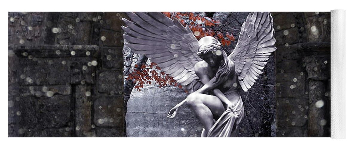 Angel Yoga Mat featuring the photograph Angel in the Garden by Andrea Kollo