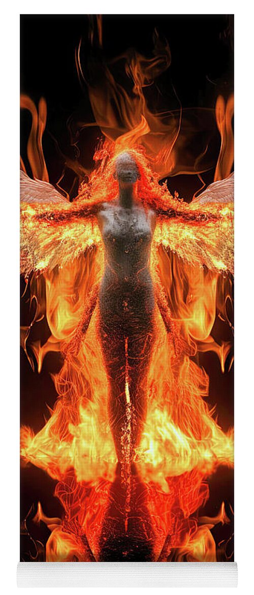 Angel Yoga Mat featuring the digital art Angel of Fire 01 by Matthias Hauser