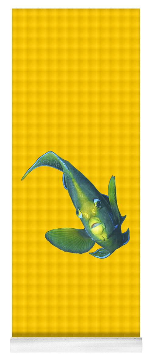 Angelfish Yoga Mat featuring the mixed media Angelfish in motion - Close and intense - Reduced to the MAX - by Ute Niemann