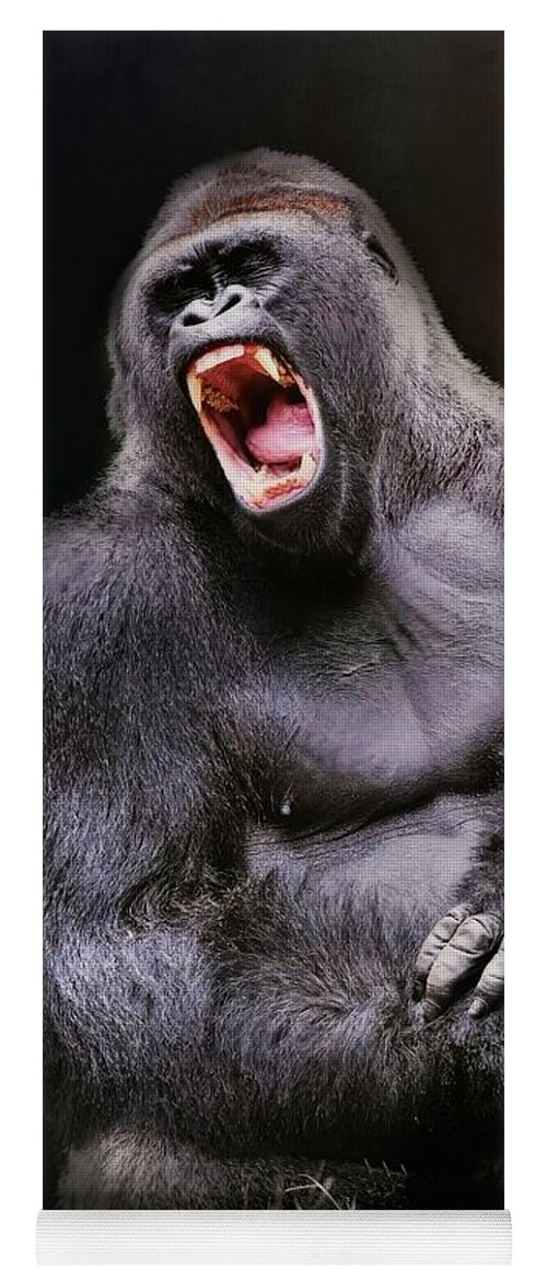 Gorilla Yoga Mat featuring the photograph Angry Male Gorilla by Marjorie Whitley