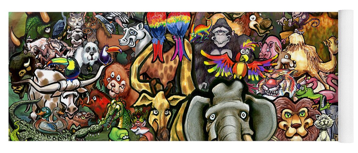 Animal Yoga Mat featuring the digital art Animals of Planet Earth by Kevin Middleton