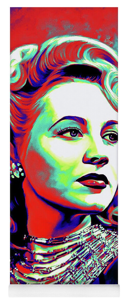 Anne Yoga Mat featuring the digital art Anne Jeffreys neon portrait by Movie World Posters