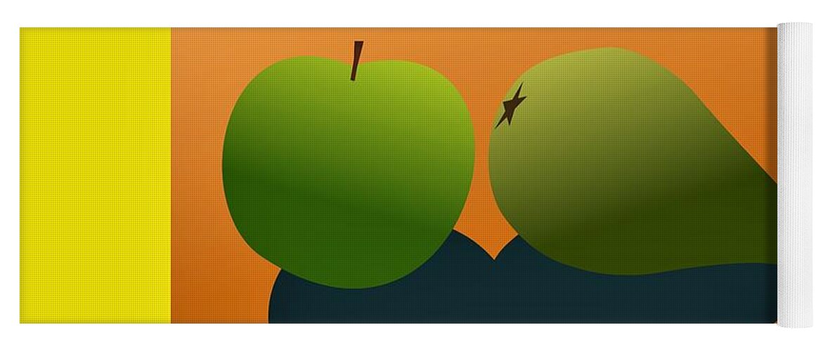 Apple Yoga Mat featuring the digital art Apple and Pear by Fatline Graphic Art