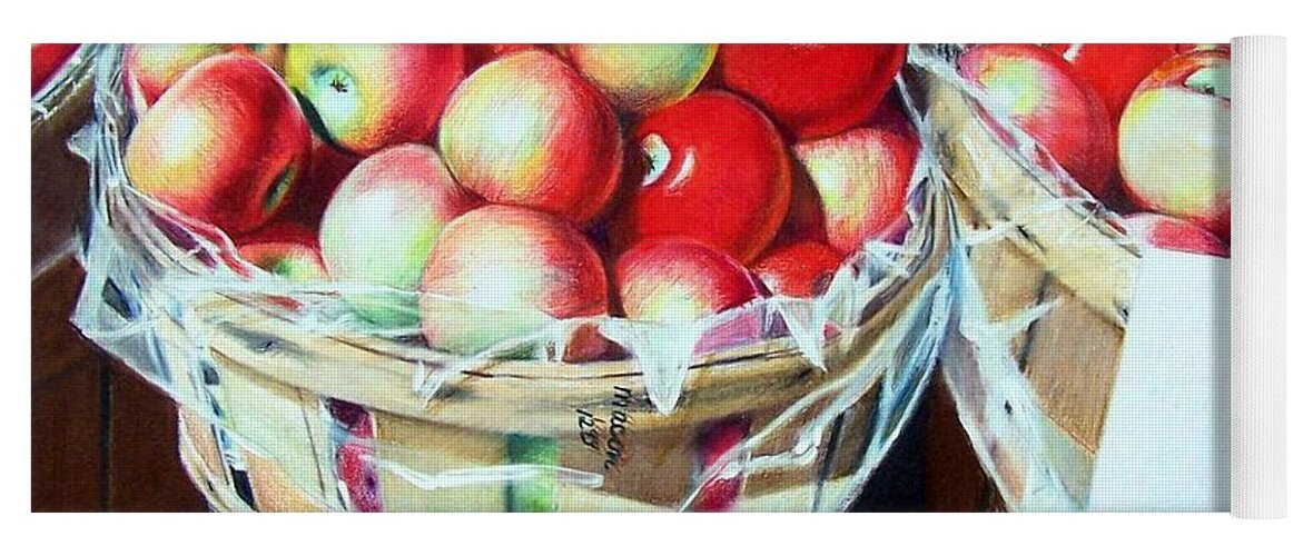 Apples Yoga Mat featuring the mixed media Apples for Sale by Constance DRESCHER