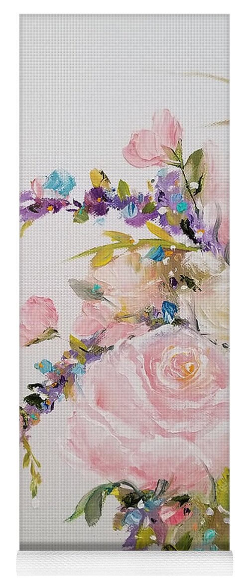 Flowers Yoga Mat featuring the painting April's Pearls left by Judith Rhue