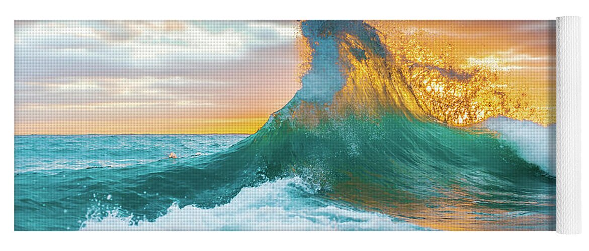 Aqua Fire Vibrant Back Wash Wave Hawaii Yoga Mat featuring the photograph Aqua Fire Vibrant by Leonardo Dale