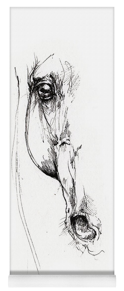 Horse Yoga Mat featuring the drawing Arabian horse sketch 2014 05 24 d by Ang El