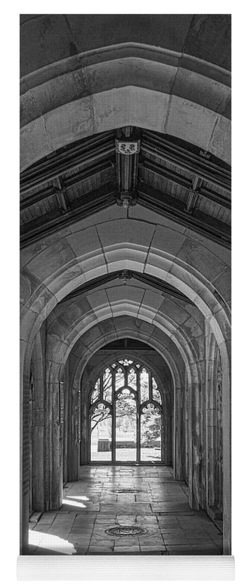 Washington Memorial Chapel Yoga Mat featuring the photograph Arches at Washington Memorial Chapel BW by Kristia Adams