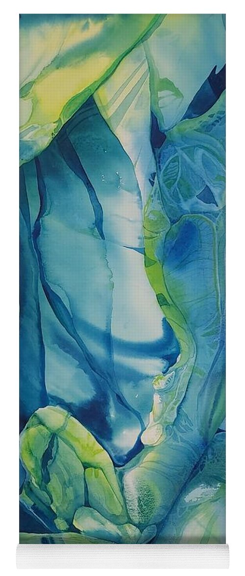 Watercolour Ice Arctic Ecological Blue Abstract Transparent Yoga Mat featuring the painting Arctic Ice by Donna Acheson-Juillet
