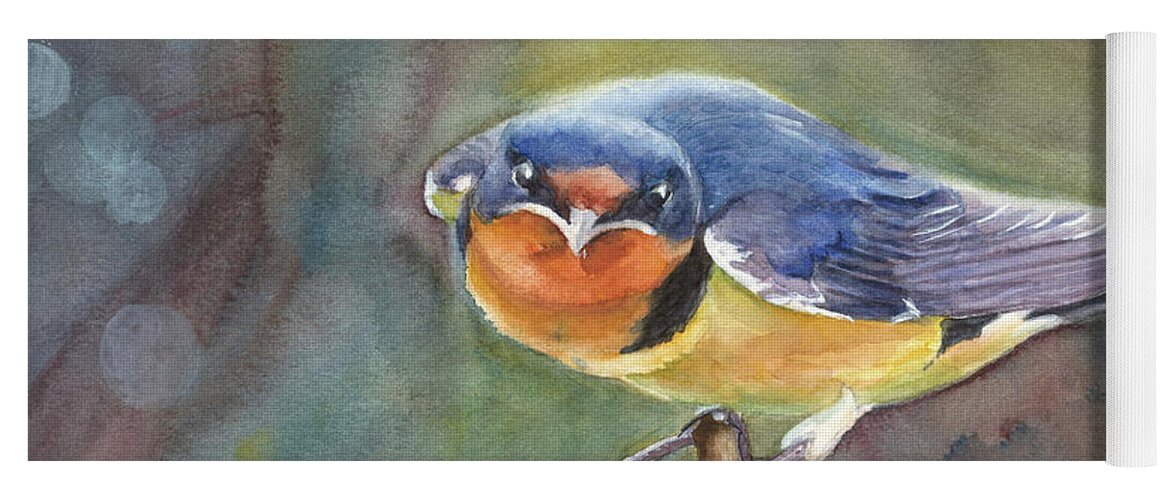 Barn Swallow Yoga Mat featuring the painting Are you looking at me? by Vicki B Littell