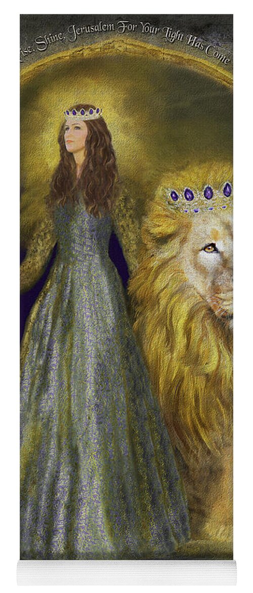 Lion Yoga Mat featuring the digital art Arise Shine Isaiah 60 by Constance Woods