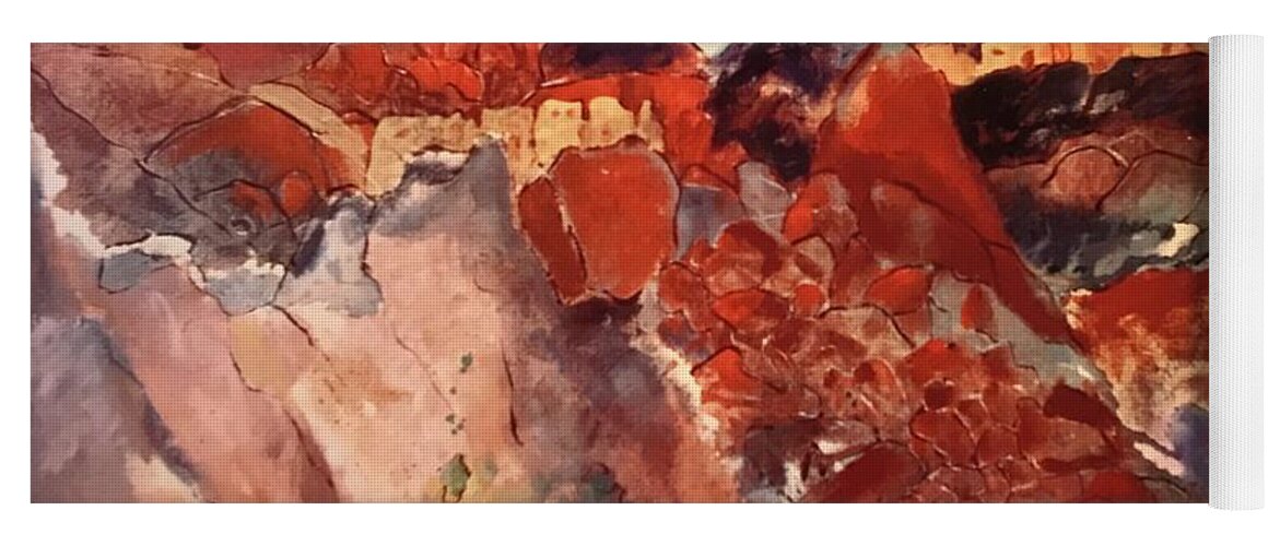 Southwest Landscape Yoga Mat featuring the painting Arizona Cave Dwellings by Elaine Elliott