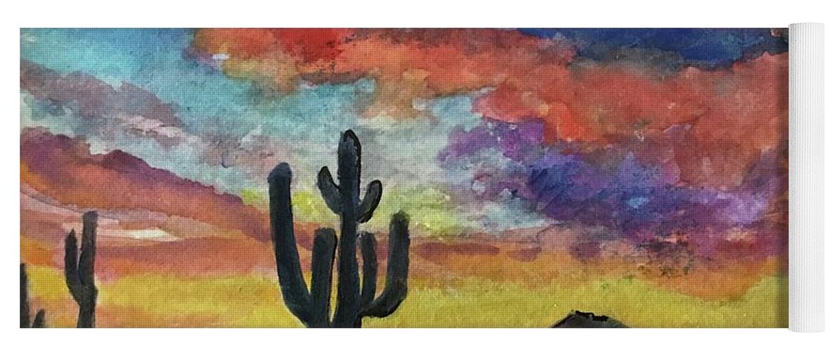 Casa Grande Yoga Mat featuring the painting Arizona Sunset by Cheryl Wallace