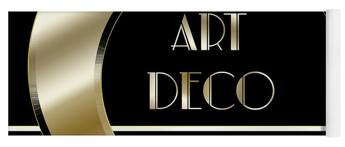 Artdeco Logo Gold Yoga Mat featuring the digital art Art Deco Logo - Black and Gold by Chuck Staley