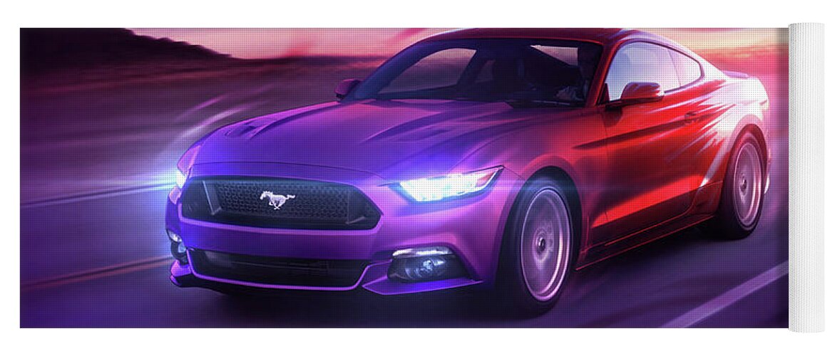 Cars Yoga Mat featuring the digital art Art - The Great Ford Mustang by Matthias Zegveld