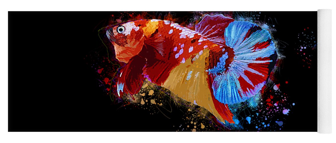 Artistic Yoga Mat featuring the digital art Artistic Nemo Multicolor Betta Fish by Sambel Pedes