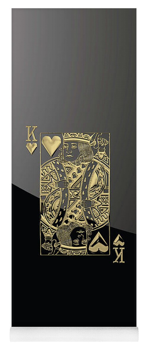 'gamble' Collection By Serge Averbukh Yoga Mat featuring the digital art King of Hearts in Gold on Black by Serge Averbukh