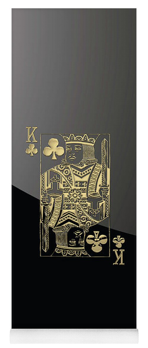 'gamble' Collection By Serge Averbukh Yoga Mat featuring the digital art King of Clubs in Gold on Black  by Serge Averbukh