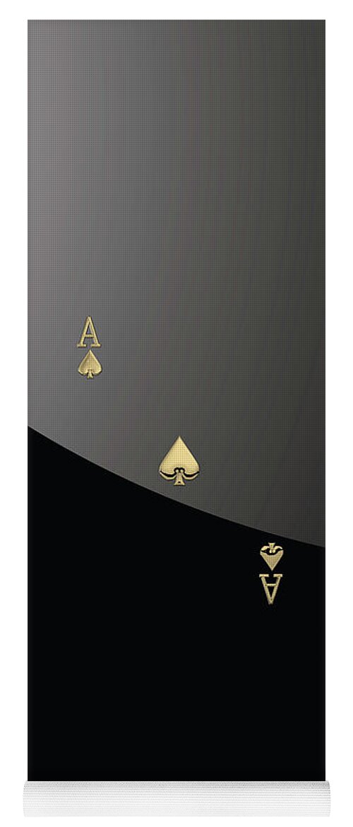 'gamble' Collection By Serge Averbukh Yoga Mat featuring the digital art Ace of Spades in Gold on Black  by Serge Averbukh