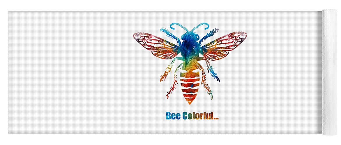 Bee Yoga Mat featuring the painting Bee Colorful - Art by Sharon Cummings by Sharon Cummings
