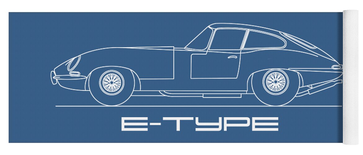 Jaguar E-type Yoga Mat featuring the photograph The E Type Blueprint by Mark Rogan