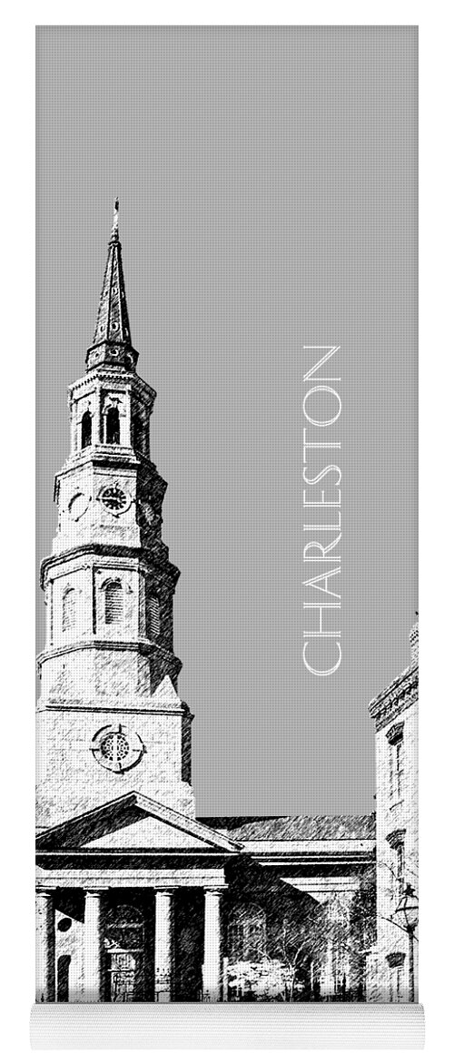 Architecture Yoga Mat featuring the digital art Charleston St. Phillips Church - Silver    by DB Artist