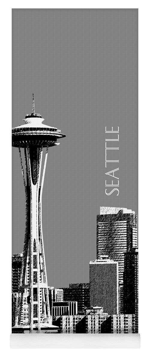 Architecture Yoga Mat featuring the digital art Seattle Skyline Space Needle - Pewter by DB Artist