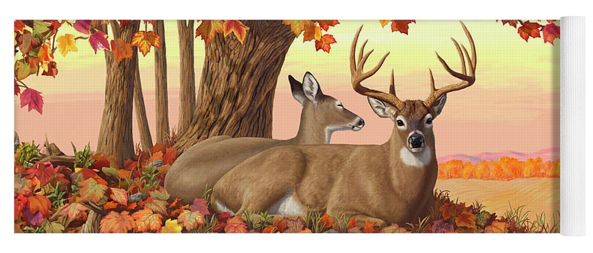 Deer Yoga Mat featuring the digital art Whitetail Deer - Hilltop Retreat by Crista Forest