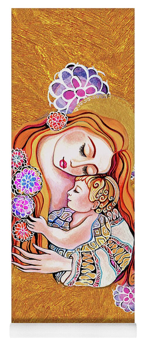 Mother And Child Yoga Mat featuring the painting Little Angel Sleeping v1 by Eva Campbell