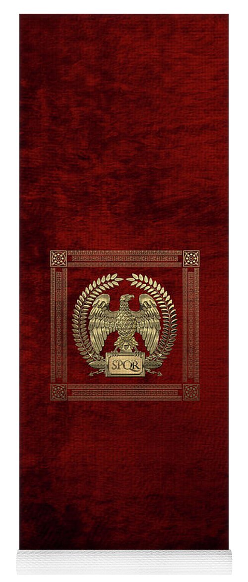 ‘treasures Of Rome’ Collection By Serge Averbukh Yoga Mat featuring the digital art Roman Empire - Gold Imperial Eagle over Red Velvet by Serge Averbukh