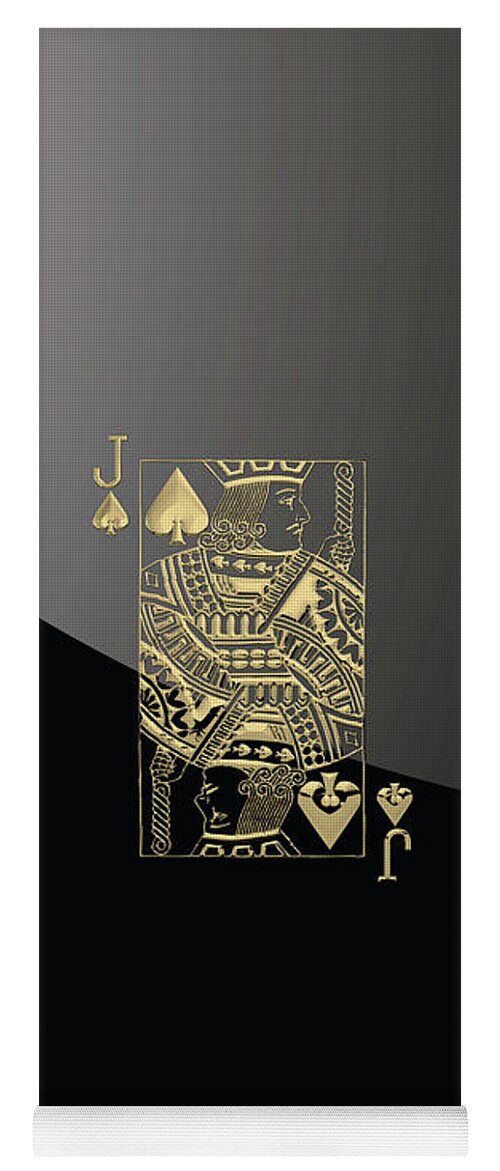 'gamble' Collection By Serge Averbukh Yoga Mat featuring the digital art Jack of Spades in Gold over Black by Serge Averbukh